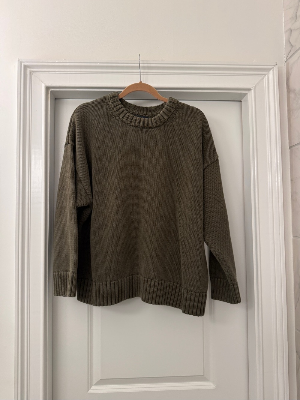 GAP 100% Cotton Oversized Boyfriend Sweater in Olive Green